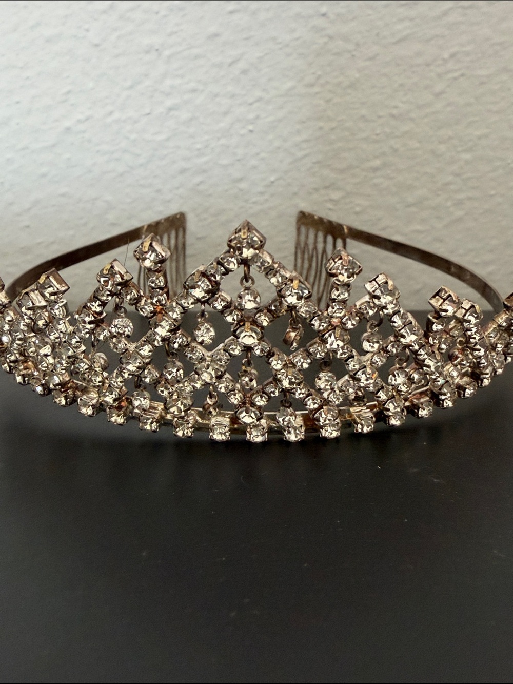 Vintage Crystal Pavé Tiara Headband in Silver - Picture 2 of 4